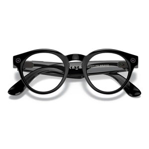 Ray-Ban Stories Round RW4003 Smart Glasses Shiny Black Frame Transitions Brown Lens