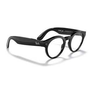 Ray-Ban Stories Round RW4003 Smart Glasses Shiny Black Frame Transitions Brown Lens