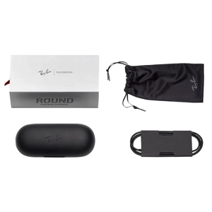 Ray-Ban Stories Round RW4003 Smart Glasses Shiny Black Frame Transitions Brown Lens