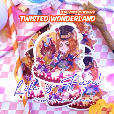 Stickers -Twisted Wonderland -Life is Fun!-Playful Land-  7cm Matte vinyl stickers title=