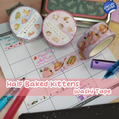 Washi Tape - Half Baked Kitties - Gatróspidos title=
