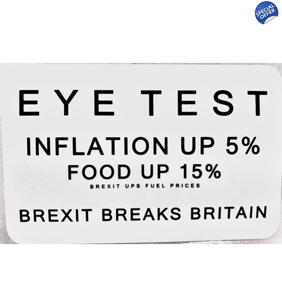 100 sticker roll 'EYE TEST' brexit sticker