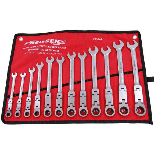 product Image for Swivel-Head Ratchet Spanner Set