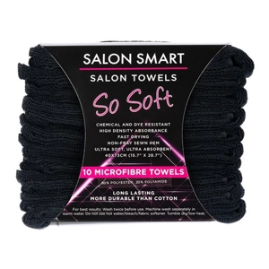 Salon Smart So Soft Microfibre Salon Towels - Black, 10pk