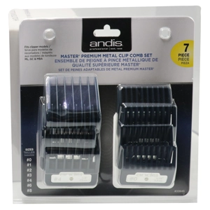Andis Premium Metal Clip Comb Set 7 pcs - Sizes 0, 1, 2, 3, 4, 6, 8