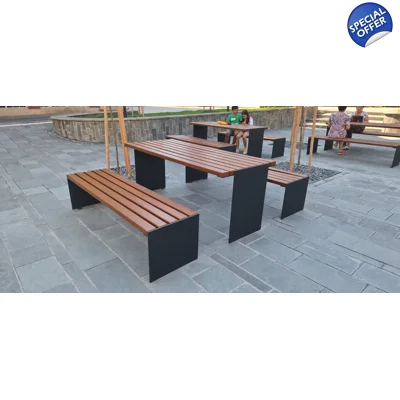 Masa Parc si Stradala de Exterior, 180 cm, Lemn Masiv si Otel Zincat, CONSTRUCTIVISM - MPSC01