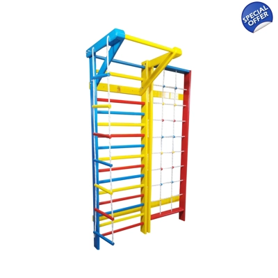 Spalier Gimnastica 245x165 cm, Multifunctional, Ansamblu Colorat, 15 Bare - M545C1