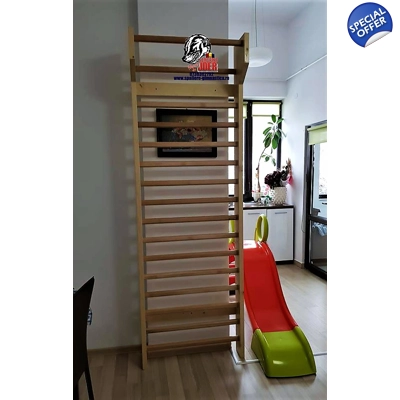 Spalier Gimnastica SCHROTH, 260x85 cm, Lacuit Natur, 16 Bare - M2600L