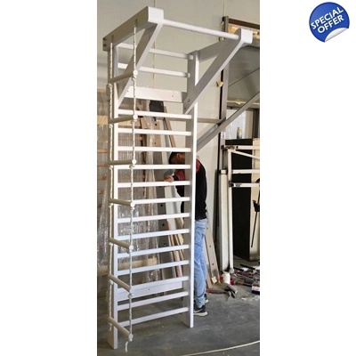 Spalier Gimnastica, 230x80 cm, Multifunctional, Alb, 14 Bare - M7130AL