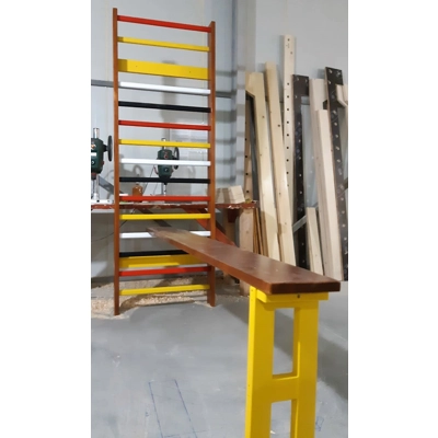 Banca Abdomene, 200x25x60 cm, colorata - BA01C, atasabila la spalier gimnastica