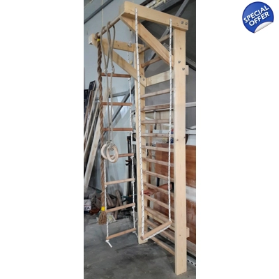 Spalier Gimnastica 200x80 cm Multifunctional, Lacuit Natur, 12 Bare - M8200L