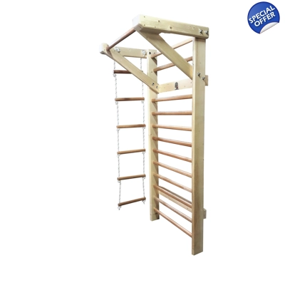 Spalier Gimnastica, 200x80 cm, Multifunctional, Lacuit Natur, 12 Bare - M7120L