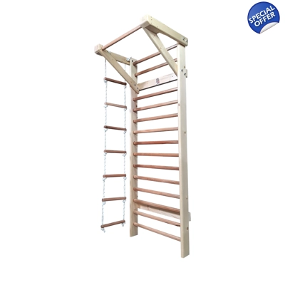 Spalier Gimnastica, 230x80 cm, Multifunctional, Lacuit Natur, 14 Bare - M7130L