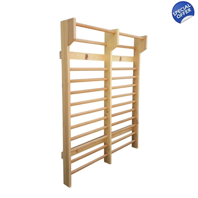 Spalier Gimnastica Dublu, SCHROTH, 200x160 cm, Lacuit Natur, 12 Bare - M220DL