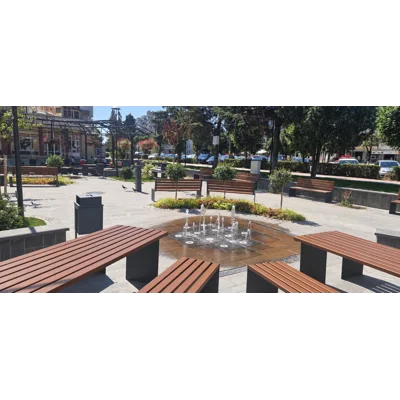 Banca Parc si Stradala fara Spatar, 180 cm, Lemn Masiv si Otel Zincat, CONSTRUCTIVISM - BPFSC01