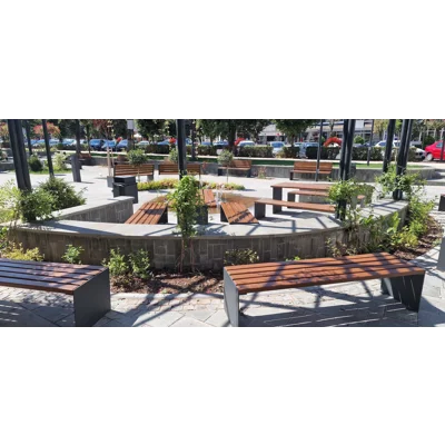 Banca Parc si Stradala fara Spatar, 180 cm, Lemn Masiv si Otel Zincat, CONSTRUCTIVISM - BPFSC01