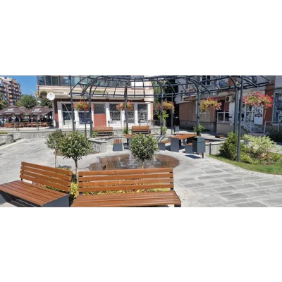 Banca Parc si Stradala cu Spatar, 180 cm, Lemn Masiv si Otel Zincat, CONSTRUCTIVISM - BPSC01