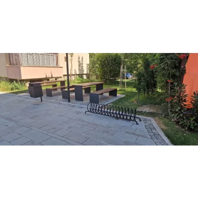 Banca Parc si Stradala cu Spatar, 180 cm, Lemn Masiv si Otel Zincat, CONSTRUCTIVISM - BPSC01