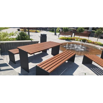 Masa Parc si Stradala de Exterior, 180 cm, Lemn Masiv si Otel Zincat, CONSTRUCTIVISM - MPSC01