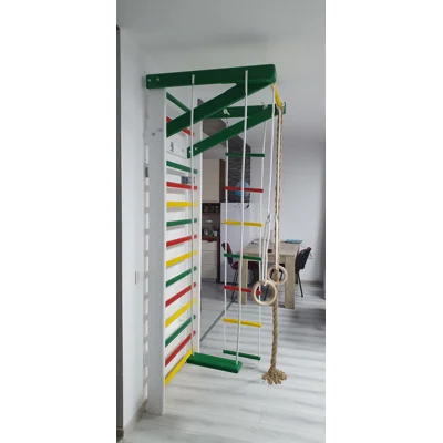 200 x 80 cm, Spalier gimnastica copii M8, din lemn, colorat, cu leagan si accesorii - M8200CL