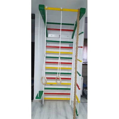 200 x 80 cm, Spalier gimnastica copii M8, din lemn, colorat, cu leagan si accesorii - M8200CL