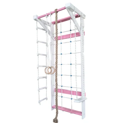200 x 80 cm, Spalier gimnastica copii M8, din lemn, colorat, cu leagan si accesorii - M8200CL