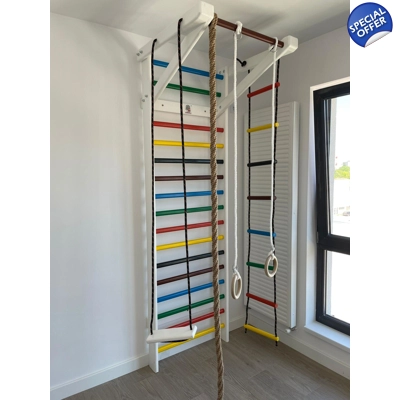 Spalier Gimnastica 245x85 cm, Multifunctional, Colorat, 15 Bare - M8245CL