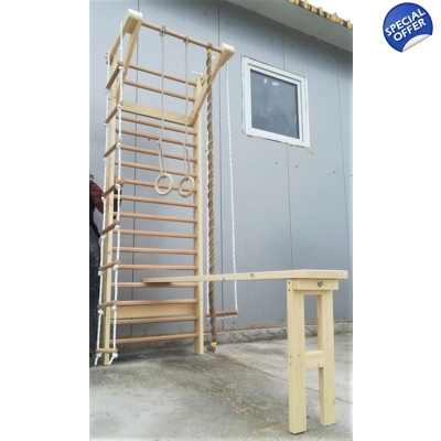 Spalier Gimnastica 260x85 cm, Multifunctional, Lacuit Natur, 16 Bare - M8260L