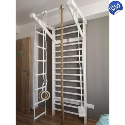Spalier Gimnastica 230x80 cm, Multifunctional, Alb, 14 Bare - M8230CLA