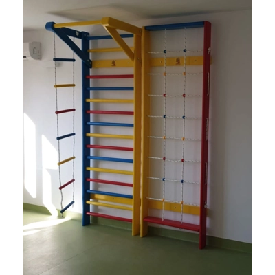 Spalier Gimnastica 230x160 cm, Multifunctional, Ansamblu Colorat, 14 Bare - M530C4