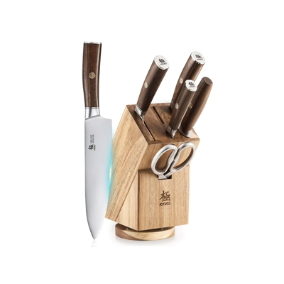 Kyoku 7-Piece 440C Steel Knife Block Set | Daimyo Series
