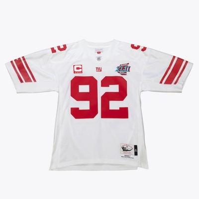 Men's Michael Strahan White New York Giants 2007 Super Bowl XLII Authentic Jersey
