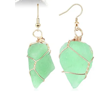 Green Calcite Stone Earrings