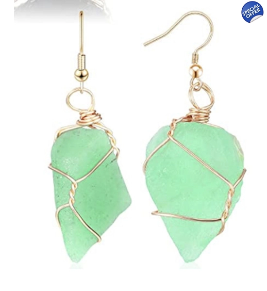 Green Calcite Stone Earrings