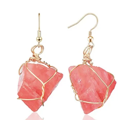 Ruby Aura Quartz Stone Earrings