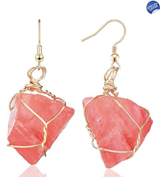 Ruby Aura Quartz Stone Earrings