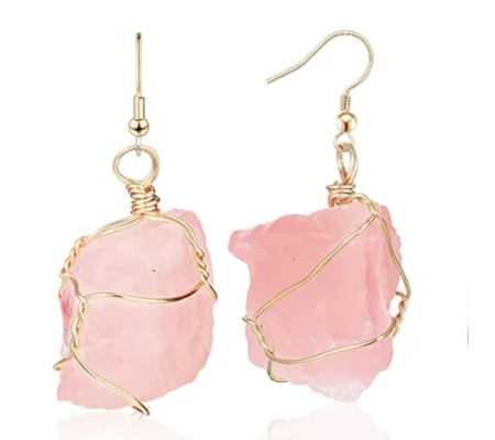 Rose Quartz Rock Earrings