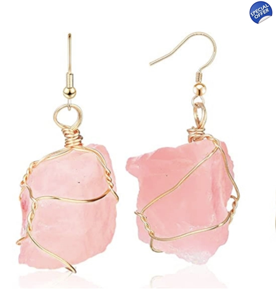 Rose Quartz Rock Earrings
