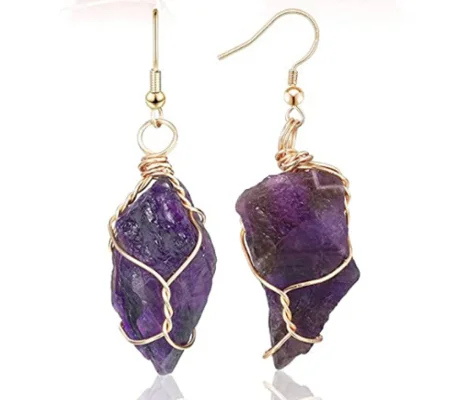 Purple Amethyst Stone Earrings