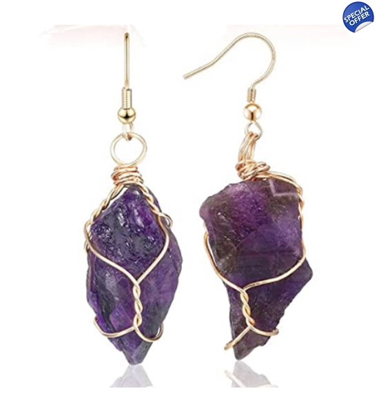 Purple Amethyst Stone Earrings