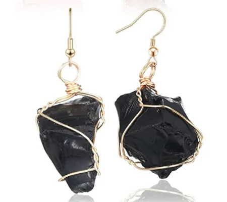 Black Tourmaline Stone Earrings