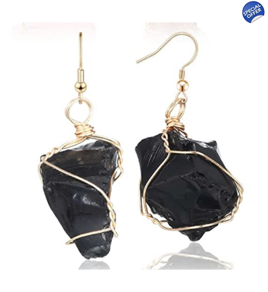 Black Tourmaline Stone Earrings