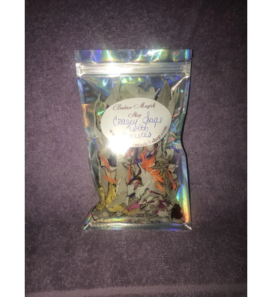 Loose White Sage with Rose Petals