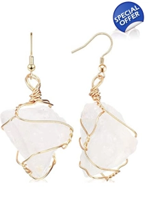 Raw Quartz Stone Earrings