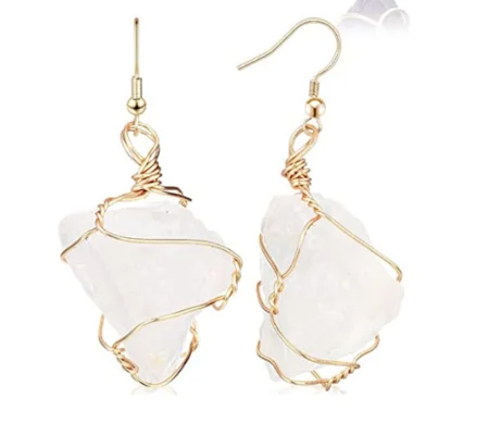 Raw Quartz Stone Earrings