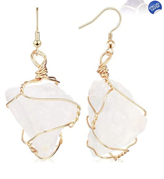 Raw Quartz Stone Earrings