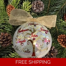 Personalized Family Name Christmas Ornament With Genuine Swarovski Birthstone Crystals