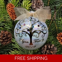 Personalized Family Christmas Ornament With Genuine Swarovski Birthstone Crystals