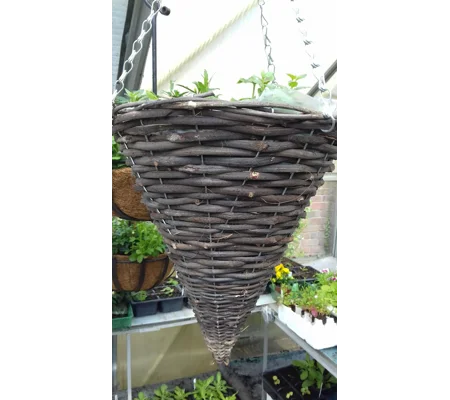 12" Cone-Shaped Rattan Hanging Basket