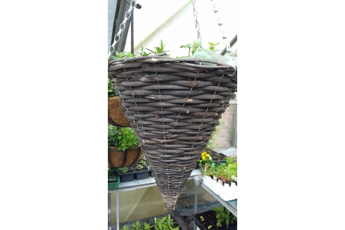 12" Cone-Shaped Rattan Hanging Basket